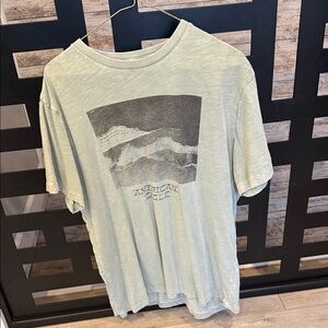 American Eagle Outfitters Men's Light Green Graphic Tee